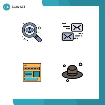 User Interface Pack of 4 Basic Filledline Flat Colors of design business email message page Editable Vector Design Elements