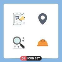 Pictogram Set of 4 Simple Flat Icons of promotion magnifier discount map search Editable Vector Design Elements