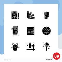 Pictogram Set of 9 Simple Solid Glyphs of developer mobile memory interface male Editable Vector Design Elements