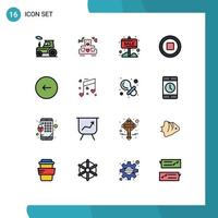 Set of 16 Modern UI Icons Symbols Signs for buttons stop banner multimedia shop Editable Creative Vector Design Elements