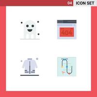 Group of 4 Flat Icons Signs and Symbols for celebration shirt ghost error page shopping Editable Vector Design Elements