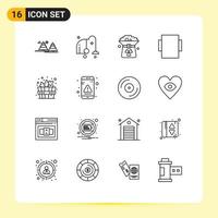 Set of 16 Modern UI Icons Symbols Signs for sauna rotate vacuum layout hat Editable Vector Design Elements