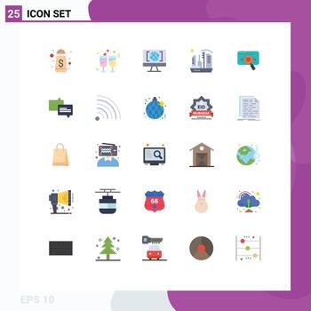 Pictogram Set of 25 Simple Flat Colors of analytic expansion internet dome colonization Editable Vector Design Elements