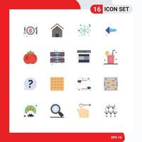 Set of 16 Modern UI Icons Symbols Signs for fruit food hut left arrow Editable Pack of Creative Vector Design Elements