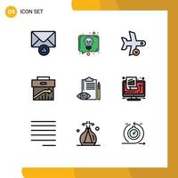 Pictogram Set of 9 Simple Filledline Flat Colors of quality control management landing corporate arrow Editable Vector Design Elements