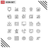 Set of 25 Modern UI Icons Symbols Signs for world guarantee drink finance badge Editable Vector Design Elements