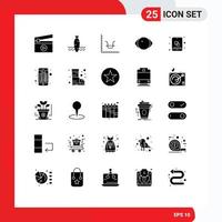 Solid Glyph Pack of 25 Universal Symbols of mobile design finance vision face Editable Vector Design Elements