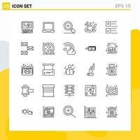 Set of 25 Modern UI Icons Symbols Signs for business tick plus text pen Editable Vector Design Elements