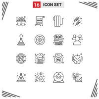 Set of 16 Vector Outlines on Grid for audience auto electric car party Editable Vector Design Elements