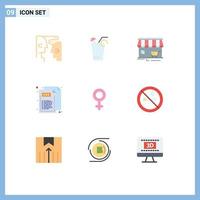 9 Universal Flat Color Signs Symbols of female web shop css shopping Editable Vector Design Elements