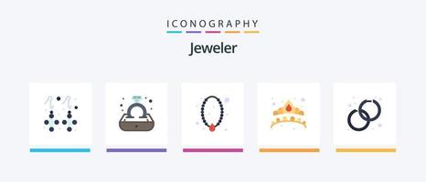 joyería plano 5 5 icono paquete incluso personalizar joyas. joyas. moda. colgante. creativo íconos diseño vector