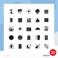 Set of 25 Commercial Solid Glyphs pack for web landing mail computing document Editable Vector Design Elements