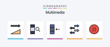 Multimedia Line Filled 5 Icon Pack Including . import. column. export. lock. Creative Icons Design vector