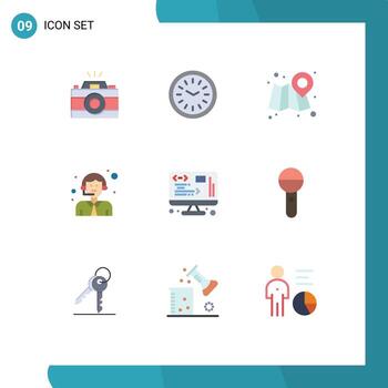 9 9 universal plano colores conjunto para web y móvil aplicaciones desarrollo Servicio pared reloj logístico cliente editable vector diseño elementos