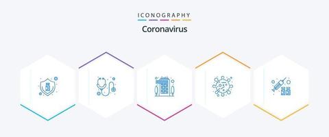 Coronavirus 25 Blue icon pack including flu. corona. stethoscope. bug. staying vector