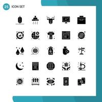 Pack of 25 creative Solid Glyphs of box imac alpine device computer Editable Vector Design Elements