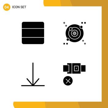 Pack of 4 Modern Solid Glyphs Signs and Symbols for Web Print Media such as grid belt vertical space lock Editable Vector Design Elements