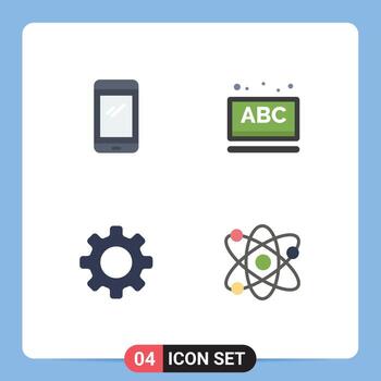 grupo de 4 4 moderno plano íconos conjunto para teléfono básico androide aprendizaje conjunto editable vector diseño elementos