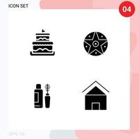 User Interface Pack of Basic Solid Glyphs of cake eye pentacle star building Editable Vector Design Elements