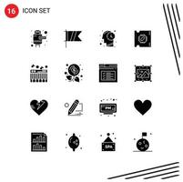 Set of 16 Modern UI Icons Symbols Signs for budget piano mind music processor Editable Vector Design Elements