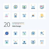 20 Web Design Flat Color icon Pack like optimization luxury web expensive layout vector