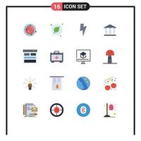 Group of 16 Flat Colors Signs and Symbols for form contact twitter communication building Editable Pack of Creative Vector Design Elements