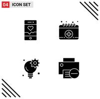 Universal Icon Symbols Group of 4 Modern Solid Glyphs of analysis businessman sport medical computers Editable Vector Design Elements