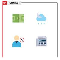 Universal Icon Symbols Group of 4 Modern Flat Icons of field avatar pitch moon interface Editable Vector Design Elements