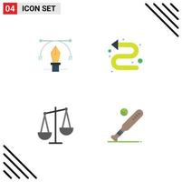 Editable Vector Line Pack of 4 Simple Flat Icons of pen business education indicator libra Editable Vector Design Elements