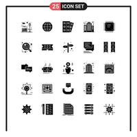 Mobile Interface Solid Glyph Set of 25 Pictograms of circuit board construction medicine company architecture Editable Vector Design Elements