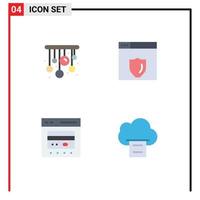 Stock Vector Icon Pack of 4 Line Signs and Symbols for home ecommerce web server card cloud Editable Vector Design Elements