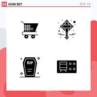 4 User Interface Solid Glyph Pack of modern Signs and Symbols of cart death cross patrick halloween Editable Vector Design Elements