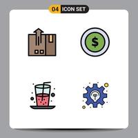 Set of 4 Modern UI Icons Symbols Signs for barcode beverage export badge food Editable Vector Design Elements