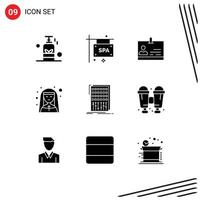 Pictogram Set of 9 Simple Solid Glyphs of profession mother superior spa sign board female badge Editable Vector Design Elements