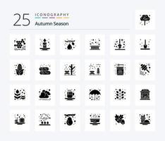 Autumn 25 Solid Glyph icon pack including autumn. fall. fig. fence. area vector