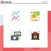 Pack of 4 creative Flat Icons of analytics images paper notification photos Editable Vector Design Elements