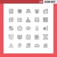 Set of 25 Modern UI Icons Symbols Signs for water bathtub costume mask bathroom championship Editable Vector Design Elements