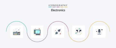 electrónica plano 5 5 icono paquete incluso . micrófono. enchufe. micrófono teléfono inteligente vector