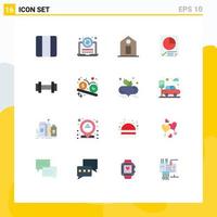 Editable Vector Line Pack of 16 Simple Flat Colors of training gym label report document Editable Pack of Creative Vector Design Elements