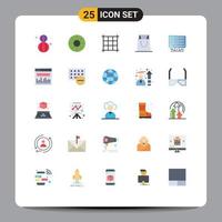 Universal Icon Symbols Group of 25 Modern Flat Colors of analytics computing tropical computer shopping Editable Vector Design Elements