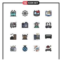 Universal Icon Symbols Group of 16 Modern Flat Color Filled Lines of books thinking broadcasting graphic design Editable Creative Vector Design Elements