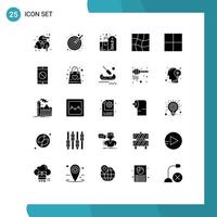 25 Thematic Vector Solid Glyphs and Editable Symbols of wireframe warp badge mesh present Editable Vector Design Elements