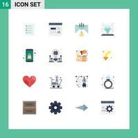 Group of 16 Modern Flat Colors Set for diamond email coding contact bell Editable Pack of Creative Vector Design Elements