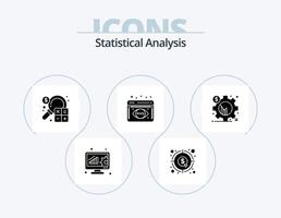 Statistical Analysis Glyph Icon Pack 5 Icon Design. analysis. data analysis. money. analytics monitoring. finance vector