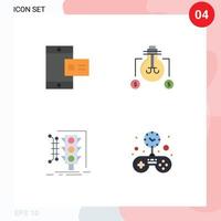 4 Thematic Vector Flat Icons and Editable Symbols of mobile management profile solution smart Editable Vector Design Elements