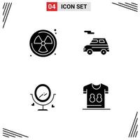 Pictogram Set of 4 Simple Solid Glyphs of nuclear wedding auto vehicle football Editable Vector Design Elements