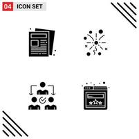 4 Creative Icons Modern Signs and Symbols of news delegating routine celebration browser Editable Vector Design Elements