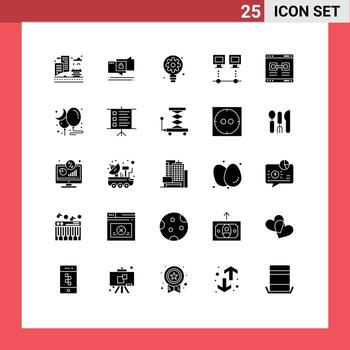 Solid Glyph Pack of 25 Universal Symbols of internet net creative devices computers Editable Vector Design Elements