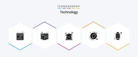 tecnología 25 glifo icono paquete incluso amor. ajustes. seguridad. opciones Wifi vector