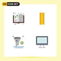 4 User Interface Flat Icon Pack of modern Signs and Symbols of art application painting book school filter Editable Vector Design Elements